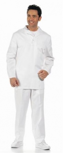 LEIBER-Hygiene, Food-Arbeits-Berufs-Schlupf-Jacke für Damen und Herren, HACCP-Hygiene-Bekleidung, MG245, weiß