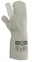 BIG-TEXXOR-Workwear, 3-Finger Rindvoll-Spaltleder, Schweißer-Schutz, Leder-Arbeits-Handschuhe,