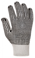 BIG-TEXXOR-Workwear, Polyester-Grobstrick-Arbeits-Handschuhe, weiß, schwarze Noppen