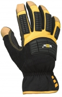 BIG-TEXXOR-Workwear, Hirschleder-Mechaniker-Arbeits-Handschuhe OCALA, topline, gelb/schwarz