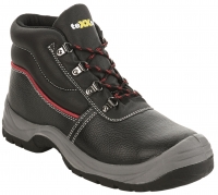 BIG-TEXXOR Arbeits-Berufs-Sicherheits-Schuhe, Schnürstiefel S3  schwarz mit roter Biese