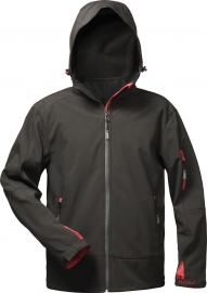 F-ELYSEE-Workwear, Softshell-Jacke Zeta mit Kapuze schwarz/rot