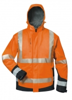 F-ELYSEE-Warnschutz, Warnschutz-Softshell-Jacke, *LUKAS*, fluoreszierend orange/schwarz