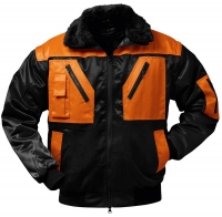 F-NORWAY-Workwear, Winter-Piloten-Berufs-Jacke, OSLO, schwarz/orange