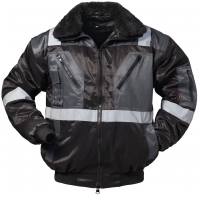 F-NORWAY-Winter-Piloten-Berufs-Jacke mit Reflexstreifen, KIRKENS, schwarz/grau