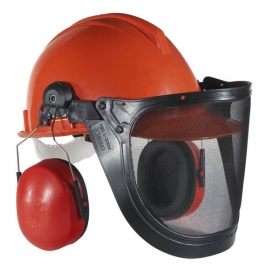 F-TECTOR-PSA-Schutz, Kopfschutz-Helm, Forstarbeiter-Waldarbeiter-Helmset, orange
