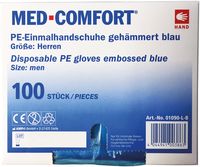 AMPRI-Hand-Schutz, Einweg-PE-Einmal-Handschuhe, MED COMFORT, gehämmert, blau, ca 30 cm lang, Pkg á 100 Stück, VE = 50 Pkg.