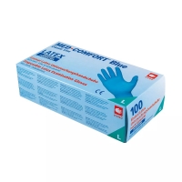 AMPRI-Hand-Schutz, Einweg-Latex-Einmal-Untersuchungs-Handschuhe, MED COMFORT BLUE, puderfrei, blau, Pkg á 100 Stück, VE = 1 Pkg.
