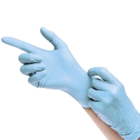 AMPRI-Epiderm Protect BLUE PLUS by MED-COMFORT, Nitril-Einmal-Einweg-Handschuhe, puderfrei, blau, Gr. XS -XL