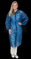 WIROS-Jobwear, Einweg-Vlies-Mantel, Einmal-Kittel, Druckknöpfe, ohne Taschen, 30 g/m², 145 x 115 cm, VE = 50 Stück, dunkelblau