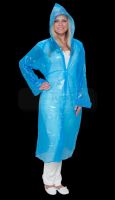 WIROS-Jobwear, Einweg-PE Mantel, Einmalkittel, Kapuze, glatt, 150 x 120 cm, VE = 500 Stück, blau