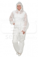 WIROS-Jobwear, Einweg-Vlies Overall, Einmal-Schutz-Anzug, Kapuze, 32 g/m², 158 x 188 cm, VE = 50 Stück, weiß