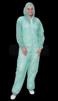 WIROS-Jobwear, Einweg-Vlies Overall, Einmal-Schutz-Anzug, Kapuze, 32 g/m², 140 x 178 cm, VE = 50 Stück, grün