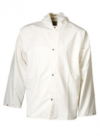 ELKA-Workwear, Rainwear-Wetter-Schutz, PU-Workwear, Regen-Jacke, Cleaning mit Druckknöpfe, weiß