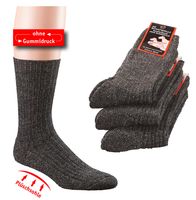 WOWERAT-Plüschsohle-Socken, mit Schafwolle, 6-er Teilung, 3-er Pkg., grau/schwarz