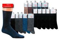 WOWERAT-Herren-Wellness-Socken, mit Schafwolle, ohne Gummidruck, 1/1-Rippe, 5-er Pkg., farbig sortiert