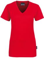 HAKRO-Worker-Shirts, Women-T-Shirt, V-Ausschnitt Classic, rot