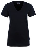 HAKRO-Worker-Shirts, Women-T-Shirt, V-Ausschnitt Classic, schwarz