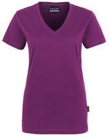 HAKRO-Worker-Shirts, Women-T-Shirt, V-Ausschnitt Classic, aubergine