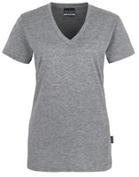 HAKRO-Worker-Shirts, Women-T-Shirt, V-Ausschnitt Classic, grau-meliert