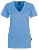 HAKRO-Worker-Shirts, Women-T-Shirt, V-Ausschnitt Classic, malibu-blue