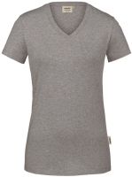 HAKRO-Damen-V-Shirt, Stretch, 170 g / m², grau meliert