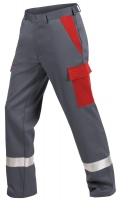 Teamdress-PSA-Workwear, PSA, Multinorm, Bundhose mit Reflexstreifen, 1-lagig, EN 13034, Kl. 1, grau/rot