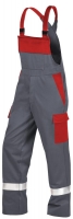 Teamdress-PSA-Workwear, PSA, Multinorm, Latzhose mit Reflexstreifen, 1-lagig, Kl. 1, grau/rot