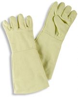 HB-Workwear, Flammen-/Schweißerschutz-5-Finger-Handschuhe für Kontakthitze, 400 mm lang, gelb