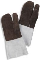 HB-Flammen-/Schweißerschutz-3-Finger-Lederhandschuhe, 380 mm lang, weiß/braun