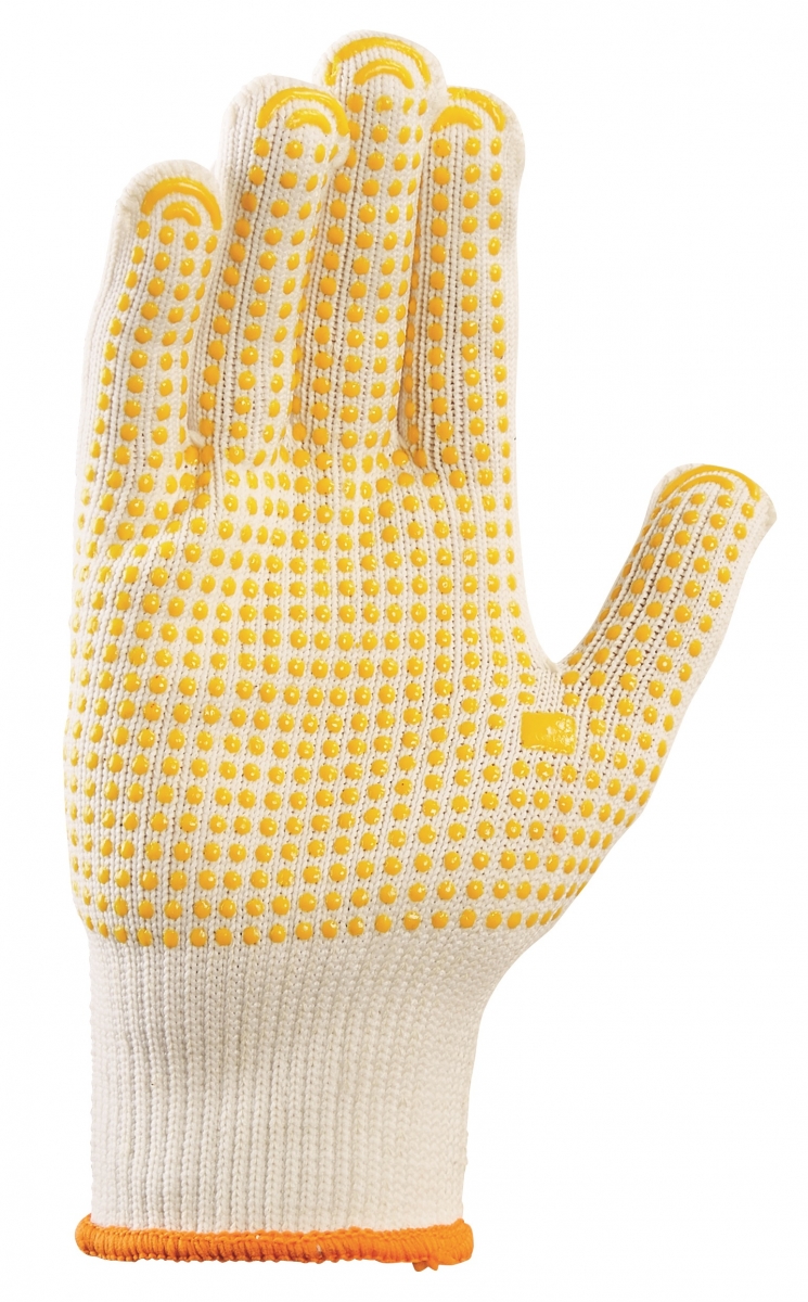 BIG-TEXXOR-Baumwoll-/Nylon-Mittelstrick-Arbeitshandschuhe, beige, gelbe Noppen