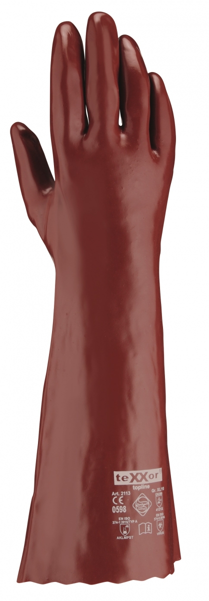 BIG-TEXXOR-Chemikalienschutz-Arbeitshandschuhe, 45 cm, rotbraun