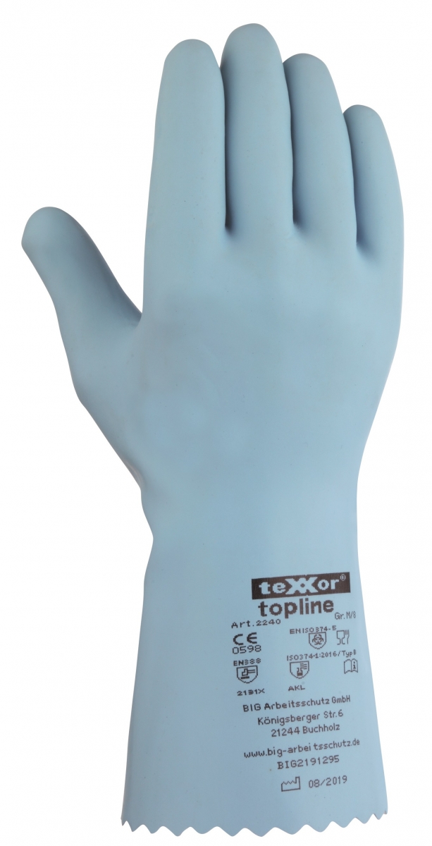 BIG-TEXXOR-Chemikalienschutzhandschuhe, Naturlatex, hellblau