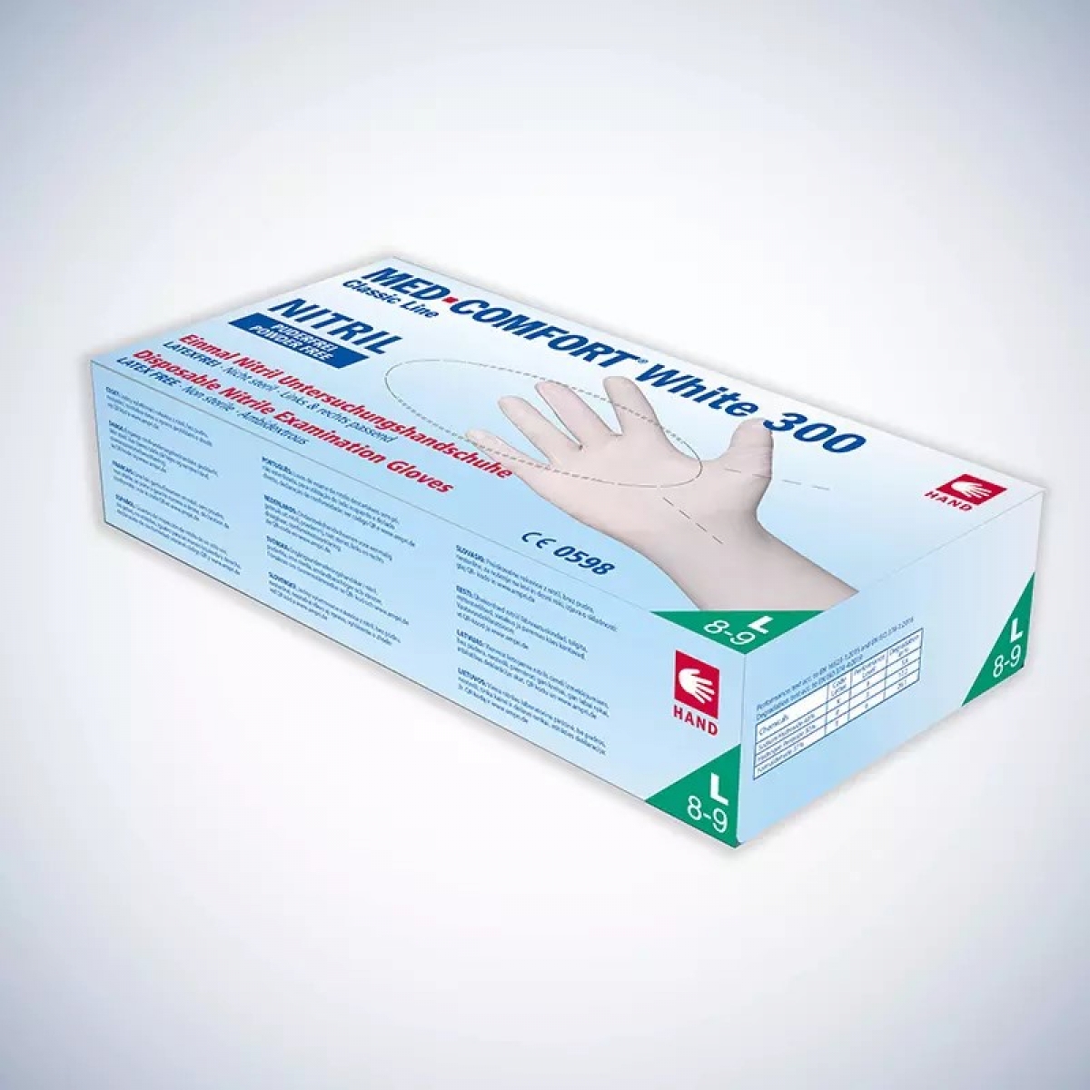 AMPRI-White 300 by Med-Comfort Einmal-Nitril-Einweg-Handschuh6, ungepudert, VE= 10 Boxen  100 Stck
