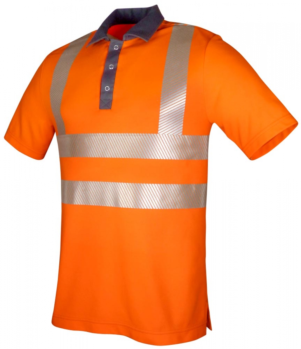TEAMDRESS-Warnschutz, PSA, Warnschutz-Poloshirt, Kl. 2, warnorange/grau