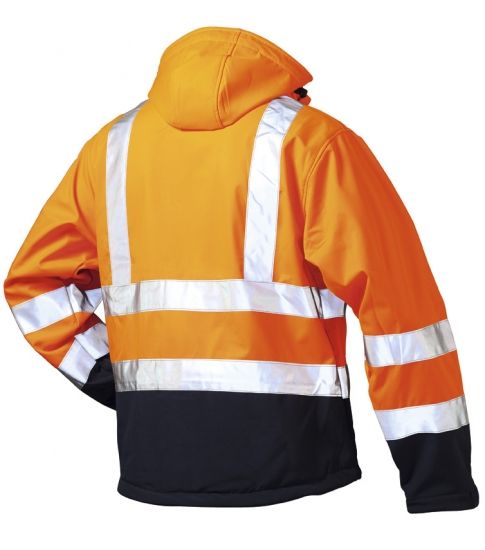 F-ELYSEE-Warnschutz-Softshell Jacke, *BILL*, fluoreszierend orange/marine